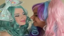Cosplay Lesbians in Fishnet Pantyhose Cum Hard