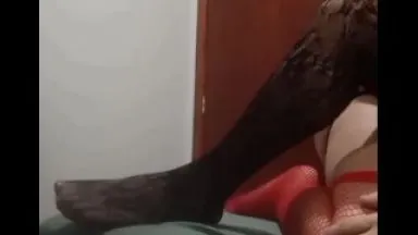 homemade Strapon pegging wearing sexy stockings